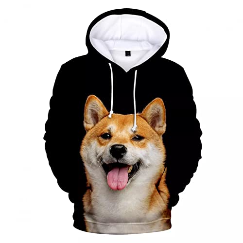 Unisex Druck Kapuzenpullover Männer Frauen 3D Hoodies Tier Lustige Doge Hundepullover Shiba Inu Bedruckter Sweatshirt Hoodie Akita Dog Streetwear-L