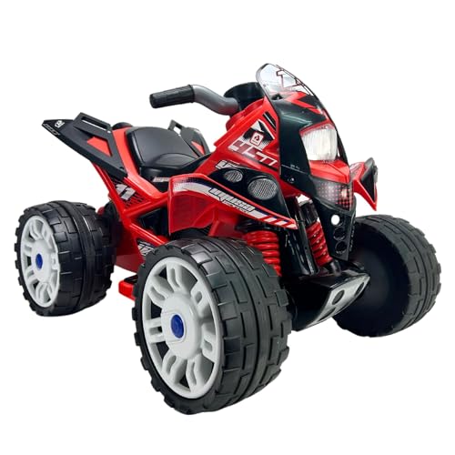 INJUSA - Quad The Beast 12V Farbe Rot empfohlen für Kinder +2 Jahre alt mit Gummistreifen an den Hinterrädern