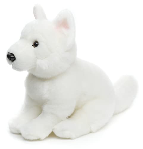 Weißer Schweizer Schäferhund Welpe, sitzend (ohne Leine) - 26 cm (Höhe) - Plüsch-Hund, Berger Blanc Suisse - Plüschtier Kuscheltiere weiß