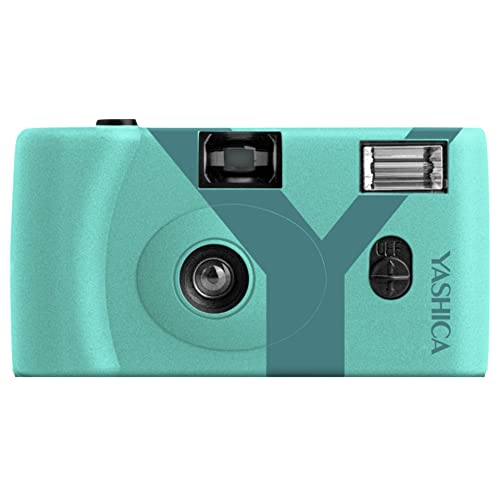 Yashica MF1 türkis Kleinbild Kamera Set (Kamera+eingeletem Film+Batterie+Tragegurt) eine NACHHALTIGE nachladbare Einwegkamera