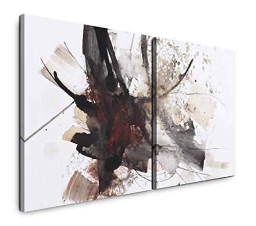 Paul Sinus Art GmbH Abstrakte Kunst 120x60cm - 2 Wandbilder je 60x60cm Kunstdruck modern Wandbilder XXL Wanddekoration Design Wand Bild