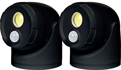 Northpoint LED Batterie Spot Strahler 2er-Set Flutlicht mit Bewegungsmelder und Erdspieß 5000K neutralweiß 450 Lumen integrierter Timer ohne Batterien (Schwarz)