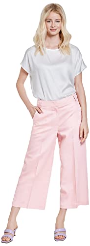 Taifun Damen Culotte aus Lyocell-Leinen-Mix Marlene/Culotte Hose Freizeit verkürzt Hose unifarben 3/4 Länge Rose Powder 36