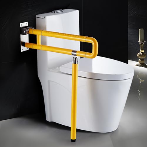 Wandstützgriff Klappbar, Stützklappgriff WC für die Wandmontage Badezimmer Dusche Sicherheitsgriffe für ältere Behinderte(80cm,gelb)