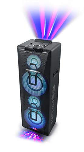 Muse DJ-Party-Box, Bluetooth-Lautsprecher, CD-Player (M-1990 DJ) Stereo-Pairing, Farbwechsel-Lichter, Gitarreneingang, tragbar, 1000 Watt