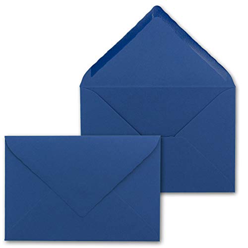200 Brief-Umschläge mit Wellenschnitt - Dunkel-Blau - DIN C6-114 x 162 mm - 11,4 x 16,2 cm - mit wellenförmigen Rändern - Nassklebung - FarbenFroh by GUSTAV NEUSER