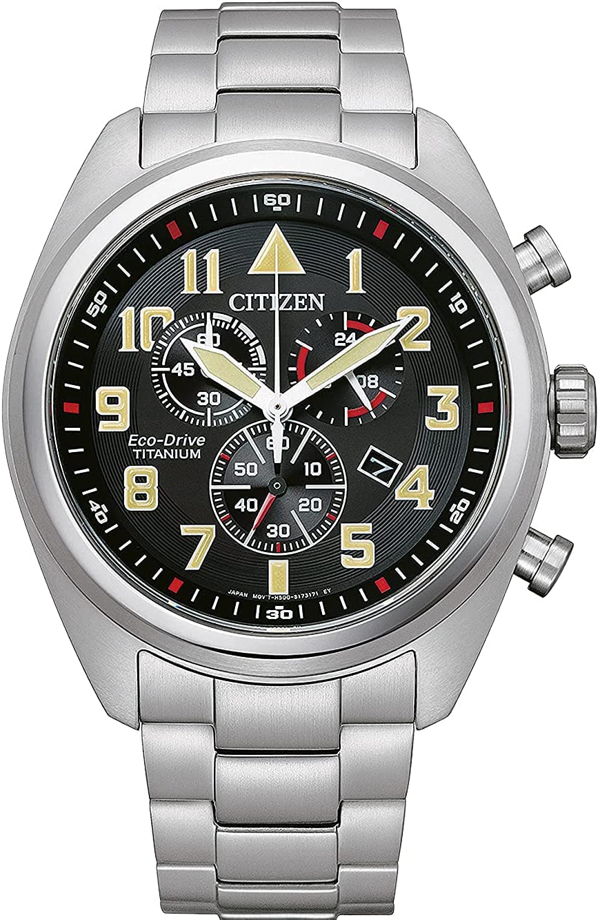 CITIZEN Herren Analog Quarz Uhr mit Titan Armband AT2480-81E, Schwarz