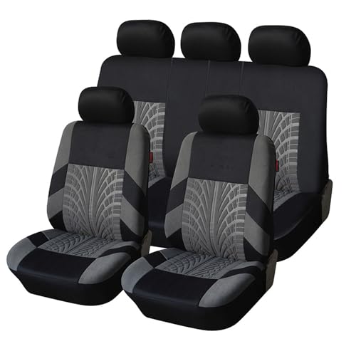POWRZ Auto Schonbezug Set Kompatibel für Kodiaq/(5seats)/2016–2023, 9 PCS Autositzbezüge Sitzschoner für Vordersitze und Rücksitze,Grey