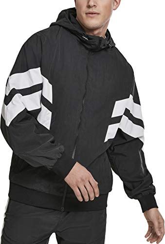 Urban Classics Herren Jacke Crinkle Panel Track Jacket Blk/Wht Größe: M