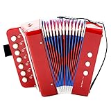 Fdit Socialme-EU Mini Akkordeon für Bass mit 7 Tasten für Kinder Didaktisches Instrument Spielzeug Rhythmische Übung Beleuchtung Musikinstrumente rot
