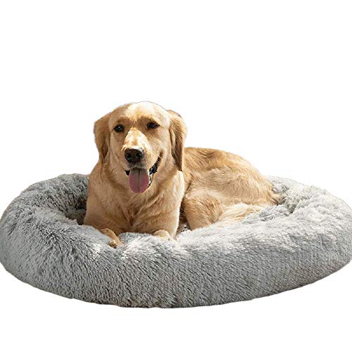 Deluxe Haustierbett Mittelgroße und Große Hunde atmungsaktiv Hundebett mit kuscheligem Plüsch,Donut Cuddler Warme Weiche Hundesofa 70cm Maschinenwaschbar