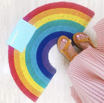 Watooma Regenbogen Schmutzfangmatte Premium Fußmatte | Sauberlaufmatte für Eingangsbereiche Fußmatte in vielen Größen - Fußabstreifer für Haustür innen und außen (41x75 cm)