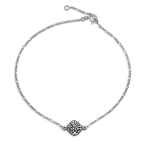 Keltische Liebe Knoten Triquetra Runde Form Knotenarbeit Knöchel Armband Für Frauen 925 Sterling Silber 9-10 Zoll