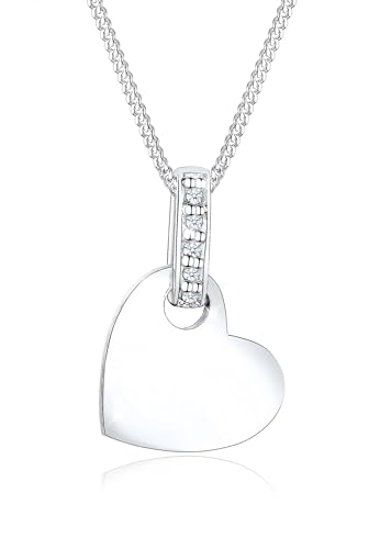 Diamore Damen Schmuck Halskette Kette mit Anhänger Herz Liebe Freundschaft Liebesbeweis Silber 925 Diamant 0,05 Karat Silber Länge 45 cm