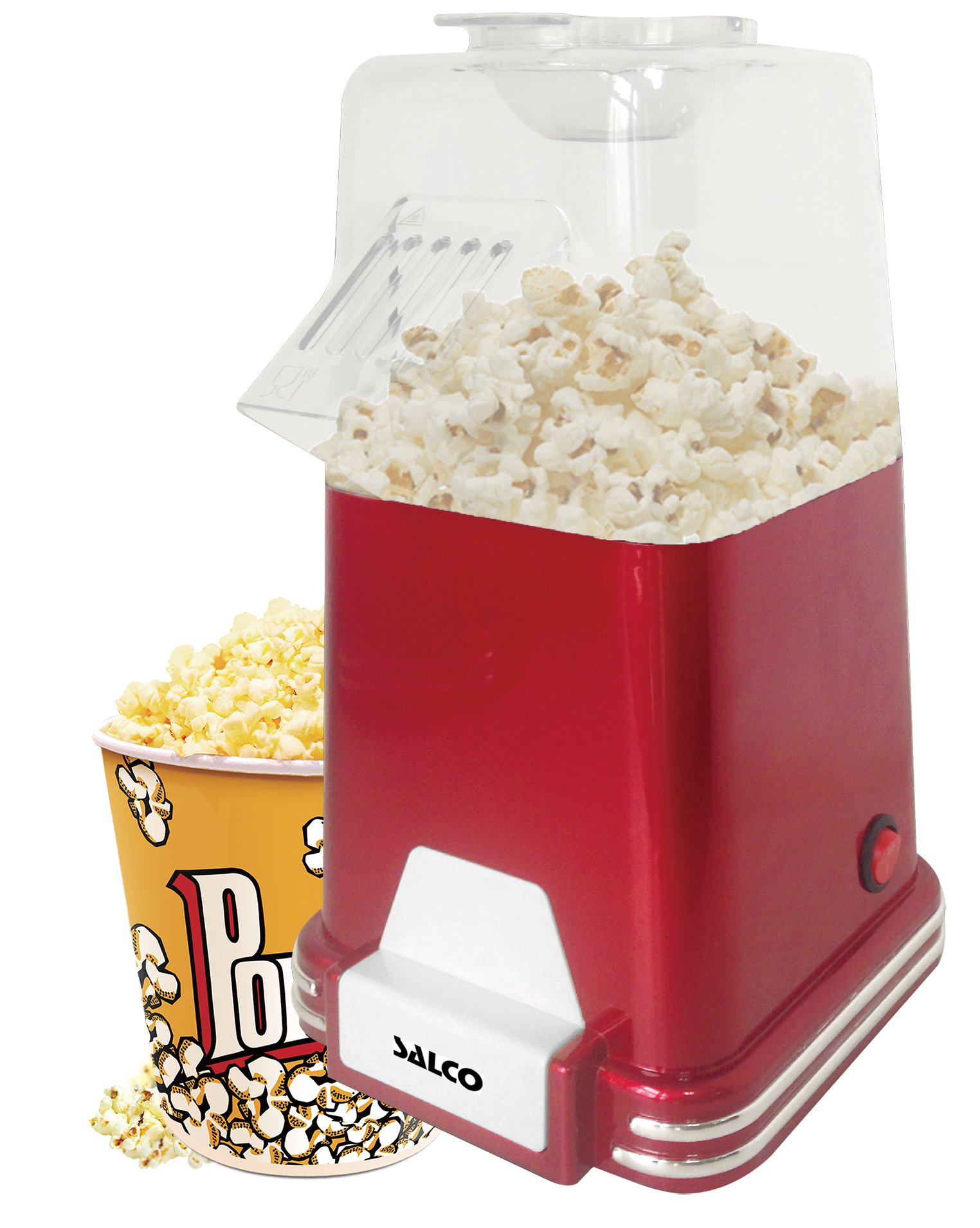 SALCO Popcornmaschine, Popcorn Maker für Zuhause, leistungsstark, OHNE ÖL, fettfreie schnelle Zubereitung mit Heißluft