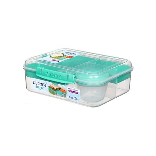 Sistema 4er Pack Bento Lunchbox to Go, mit Fruit/Joghurt Topf, 1,65 Liter, farblich Sortiert