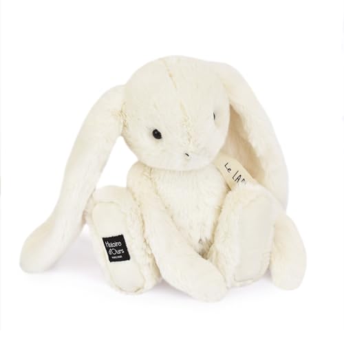 Histoire d'ours - Plüsch-Hase weiß – Kollektion Le Lapin – 32 cm – sehr weich zum Kuscheln – Lange Ohren zum Streicheln – Geschenkidee zum Geburtstag für Kinder und Schmusetuch für Babys – HO3242