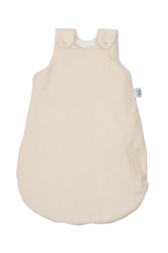 pic Bear Premium Babyschlafsack aus Jersey-Baumwolle – Atmungsaktiv, Mitwachsend und für Ganzjahres-Nutzung mit verstellbaren Größen (Kord Ivory, 50/56)