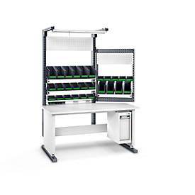 Bott Arbeitsplatzsystem Avero Komplettmodul 3, per Lochraster höhenverstellbar, HPL beschichtete Spanplatte, bis 300 kg, lichtgrau/anthrazitgrau