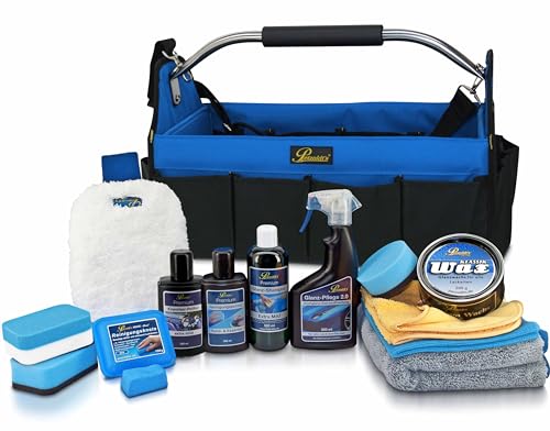 Petzoldts XL Fahrzeugpflege-Set Autoflegetasche Carnaubawachs Politur Shampoo Detailer Microfasertücher