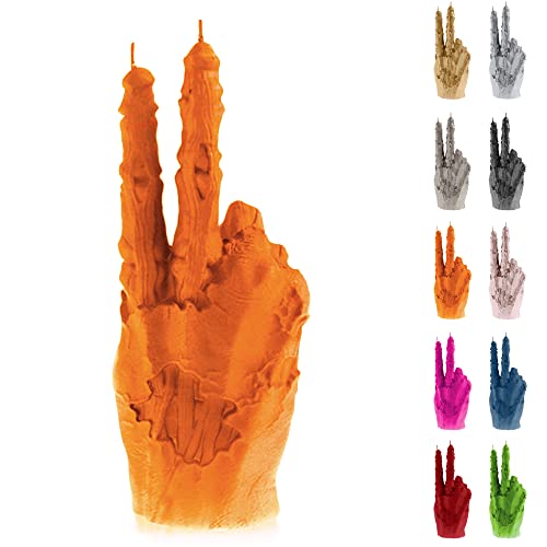 Candellana Kerze Victory | Höhe: 21 cm | Zombie Hand | Orange | Brennzeit 30h | Kerzengröße gleicht 1:1 Einer realen Hand | Handgefertigt in der EU