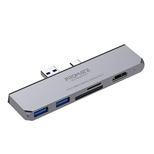 Promate USB Hub Type-C / USB-Anschluss, HDMI, Cardreader, HDMI und Type-C - Promate SURFACEHUB-7