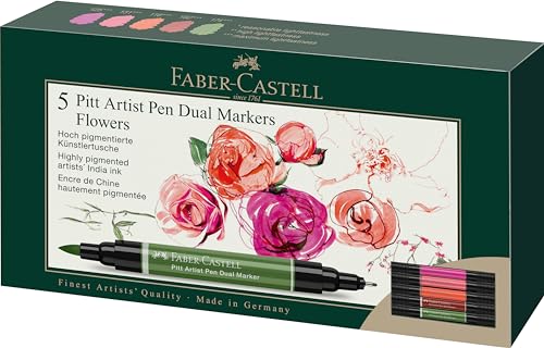 Faber-Castell Pitt Artist Pen Dual Marker Tuschestift - 5er Etui Flowers