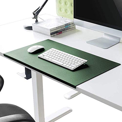 Schreibtischunterlage mit Kantenschutz gewinkelt / 90° abgewinkelt Rutschfeste Weichem Leder Schreibunterlage Mausunterlage für Büro Hause Office Laptop PC Pad, 80 x 50 cm, Grün
