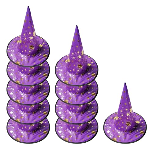 Myuilor Halloween Hexenhut für Frauen Breite Krempe Faltbare Spitze Kappe für Halloween Party Kostüm Zubehör