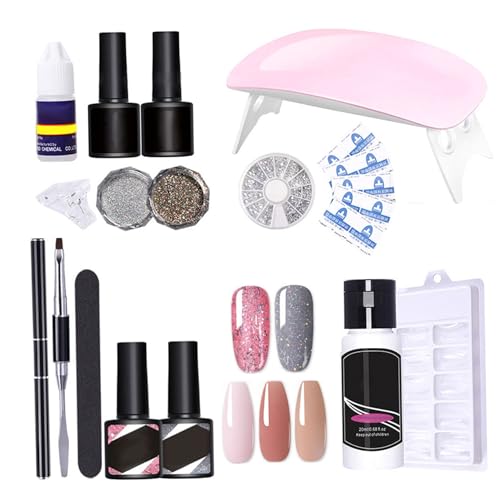 Nagelverlängerungskits Maniküre Nagelbauer Gel mit Nagel Trocknerlampe 18pcs No9 Nail Art Tools Set Set