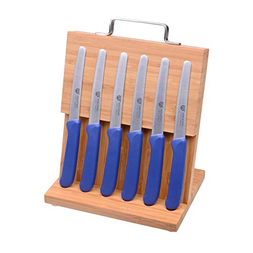 GRÄWE Magnet-Messerhalter Bambus mit Brötchenmessern blau
