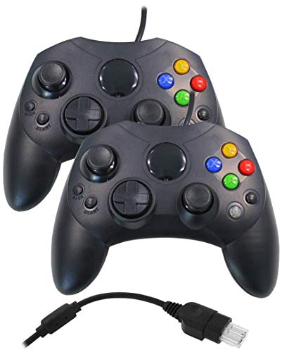 Eaxus® 2er Set Shock Gamepad Geeignet für Xbox. Ergonomischer Controller mit 2 Card Slots Kompatibel mit Original Xbox (2001)