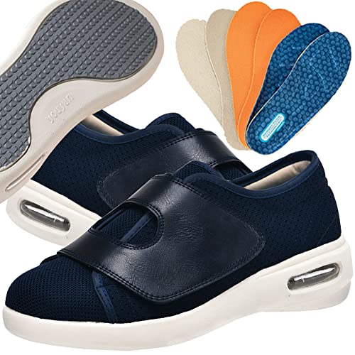 Schuhe Für Geschwollene Füße Orthopädische Diabetiker Schuhe Herren Damen Senioren Turnschuhe Freizeitschuhe Reha Schuhe Für Geschwollene Füße,Blau,38 EU
