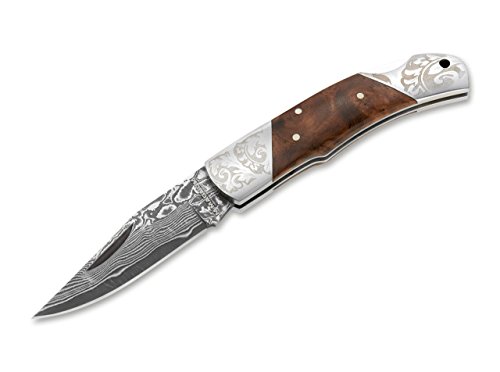 Böker Unisex - Erwachsene Messer Damast Duke Taschenmesser, braun, 14,5 cm