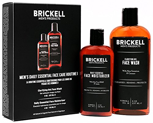 Brickell Men's Daily Essential Face Care Routine I - Gesichtsreinigungs-Gel und Feuchtigkeitslotion für das Gesicht - Natürlich und Organisch