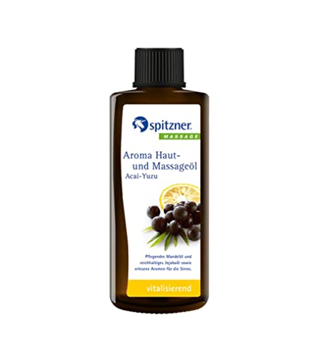 Aroma Haut- & Massageöl Acai-Yuzu (190 ml) – vitalisierendes Massage Öl mit Jojobaöl, Mandelöl, ohne Konservierungsstoffe