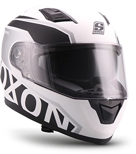 SOXON® ST-1000 Race "White" · Integral-Helm · Full-Face Motorrad-Helm Roller-Helm Scooter-Helm Cruiser Sturz-Helm Street-Fighter-Helm Sport · ECE Sonnenvisier Schnellverschluss Tasche XXL (63-64cm)