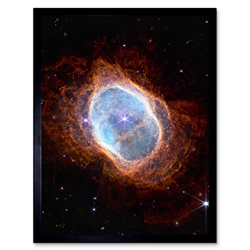 NASA James Webb Space Telescope Southern Ring Nebula NGC 3132 NIRCam Image Art Print Framed Poster Wall Decor 12x16 inch