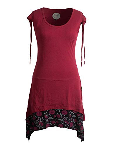 Vishes - Alternative Bekleidung - Ärmelloses Lagen-Look Elfen Zipfelkleid aus Baumwolle dunkelrot 34