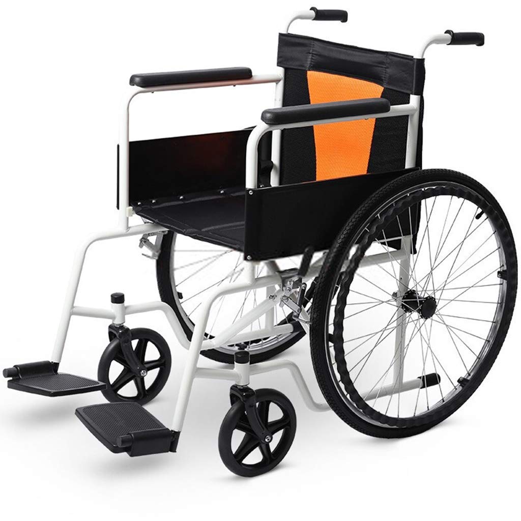 AOLI Leichte Aluminium-Legierung Rollstuhl, mit Eigenantrieb faltbaren Rollstuhl, faltbaren Rollstuhl für Behinderte, Rollstuhl Folding für ältere Menschen, Schwarz,Schwarz
