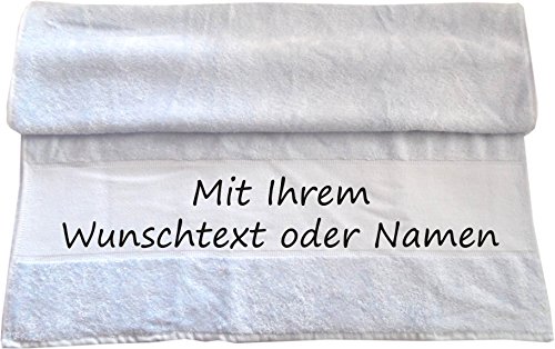 Druckreich Badetuch mit Ihrem Wunschtext oder Namen 140 x 70 cm/Fb. Weiss
