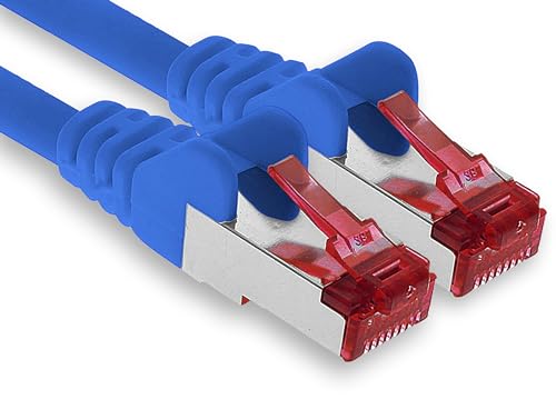 1aTTack.de Netzwerkkabel Cat 6 (30m - blau - 1 Stück) Ethernetkabel Cat Kabel Lankabel Cat6 (SFTP PIMF) doppelt geschirmt Patchkabel Set 1000 Mbit/s Internet DSL Anschluss Router Computer