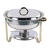 4L Chafing Dish Buffetwärmer mit Hochglanzpolierter Deckel, Edelstahl Speisewärmer Wärmebehälter Warmhaltegerät 41X34X30cm