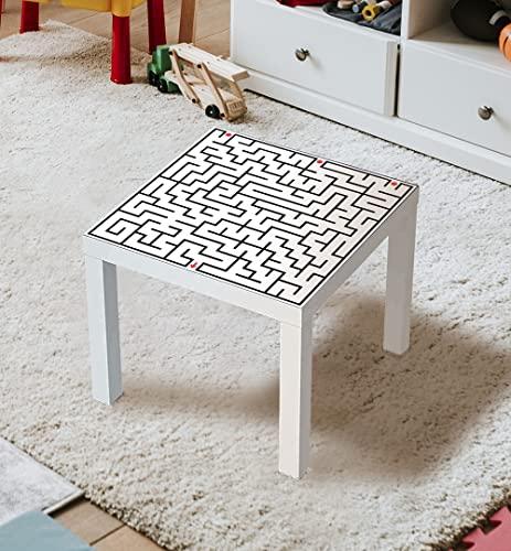 MyMaxxi | selbstklebende Tischfolie blasenfrei verkleben Mindgame Labyrinth Spielfolie kompatibel mit IKEA Lacktisch 55 x 55cm Aufkleber Sticker Kinderzimmer Spieltisch Brettspiele