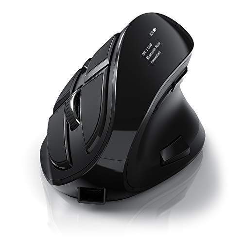 CSL - optische vertikale Maus kabellos - Wireless Mouse - Funkmaus mit OLED Display - 2,4 Ghz - gegen Mausarm - mit Kailh Switche - Vertikalmaus ergonomisches Design - programmierbare Tasten