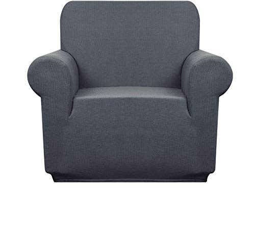 Premuim wasserabweisende Sesselüberzüge, 1 Stück, Stretch-Stuhlbezug für Wohnzimmer, rutschfester Stuhlschutz, Jacquard-Sofabezug (grau, 1-Sitzer/Stuhl)