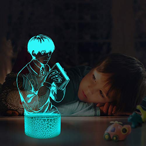 Anime Light Tokyo Ghoul Touka Kirishima Ken Kaneki LED Nachtlicht für Schlafzimmer Dekor Nachtlicht Geschenk Tokyo Ghoul 3D Lampe Touka Kirishima mit Fernbedienung Geschenk für Geburtstag Tischlampe