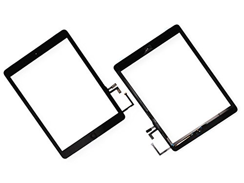Handyteile24 ✅ Touchscreen Digitizer Touch Screen Glas Scheibe mit Klebestreifen Home Button Black Schwarz für iPad Air 1 A1474 + A1475 + A1476