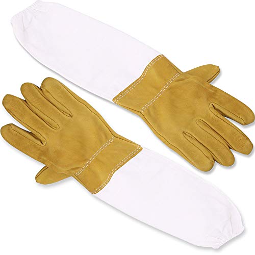 REYOK Imker-Handschuhe Ziegenleder Imkerhandschuhe mit Lange Ärmel Handgelenken 50CM Perfekt für den Einsteiger Beekeeper Gelb