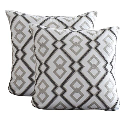 TOPCHANCES Kissenbezüge, Bestickt, dekorative Kissenbezüge für Couch Sofa Schlafzimmer geometrisches Muster, 2 Stück